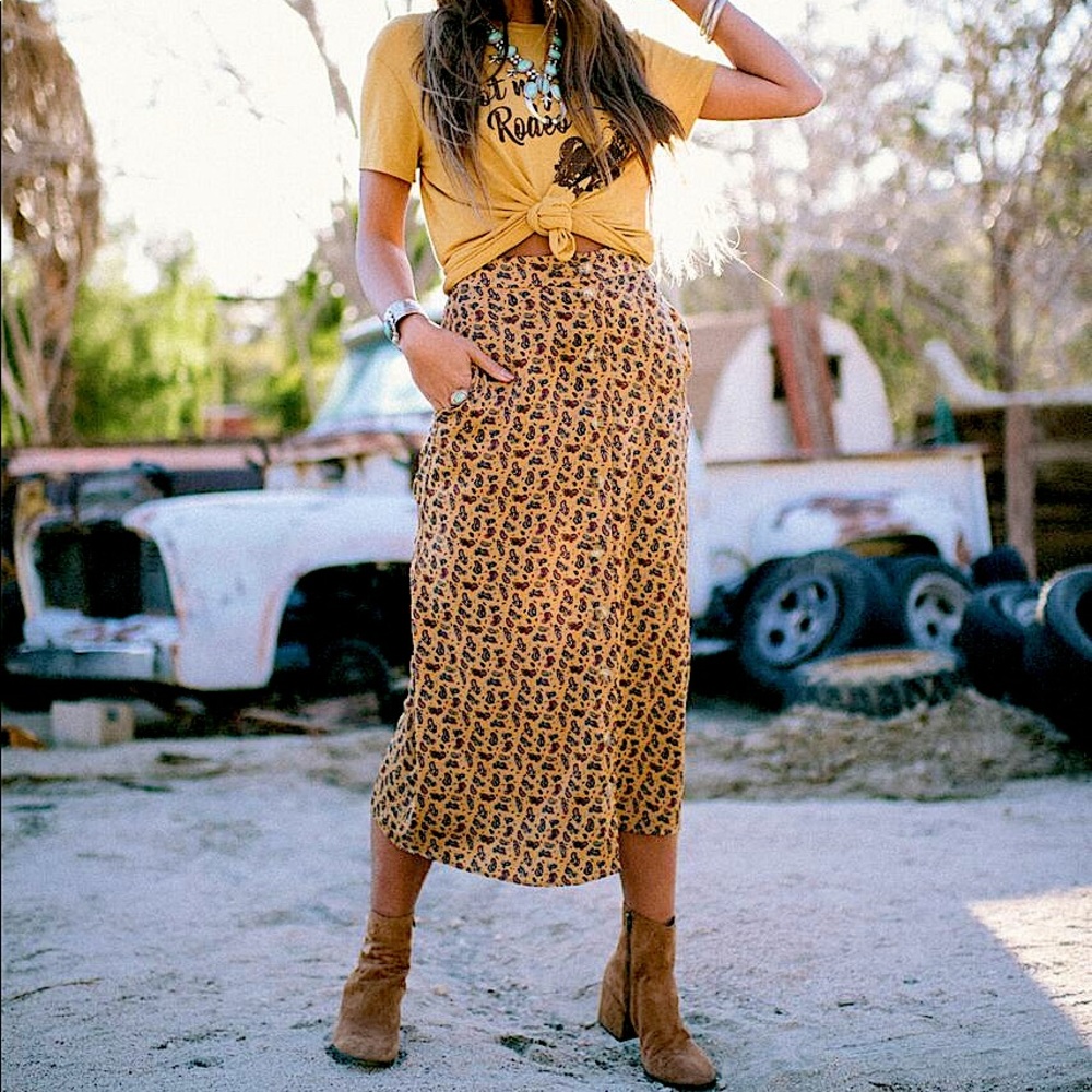 Show Me Your Mumu Sharon Skirt Wild West Paisley Midi Skirt Size Medium